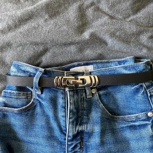 White House Black Market Black Textured Belt